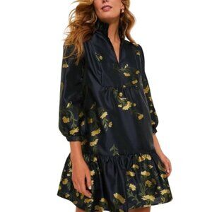New TUCKERNUCK Medium Navy Jasmine Vine Jacquard Palmerston Dress Quiet Luxury